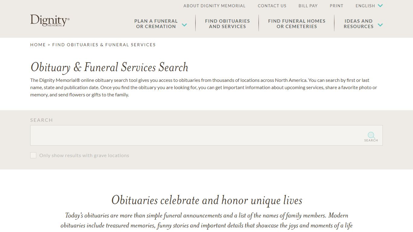 Find Obituaries & Funeral Services | Dignity Memorial